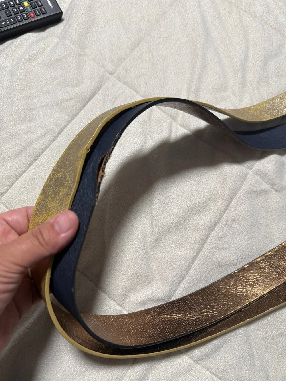 Michael Kors Gold and Blue Women's Leather Belt Set